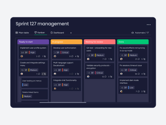 screenshot of monday dev